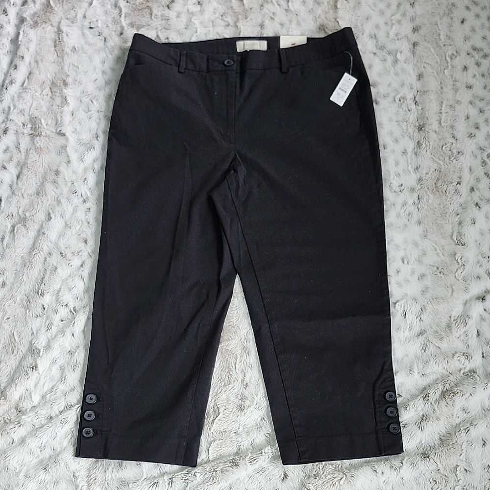 Talbot's Black Chino Capri Pants Sz 12 NEW